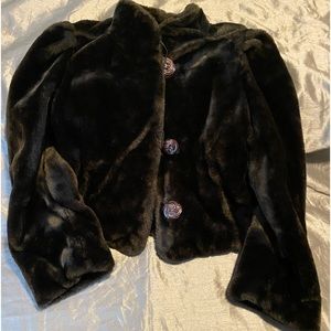 Women’s Size Small Faux Chocolate Brown Fur Jacket.
